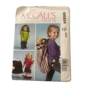 McCalls Crafts Sewing Pattern 6854 18” Doll Clothes Jacket Coat Backpack  UC